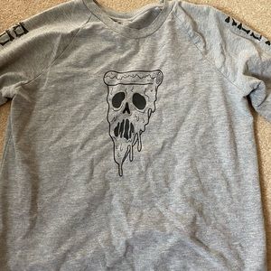 Rest in Pizza skull grey sweatshirt large